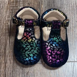 Monkey Feet Rainbow leopard T straps